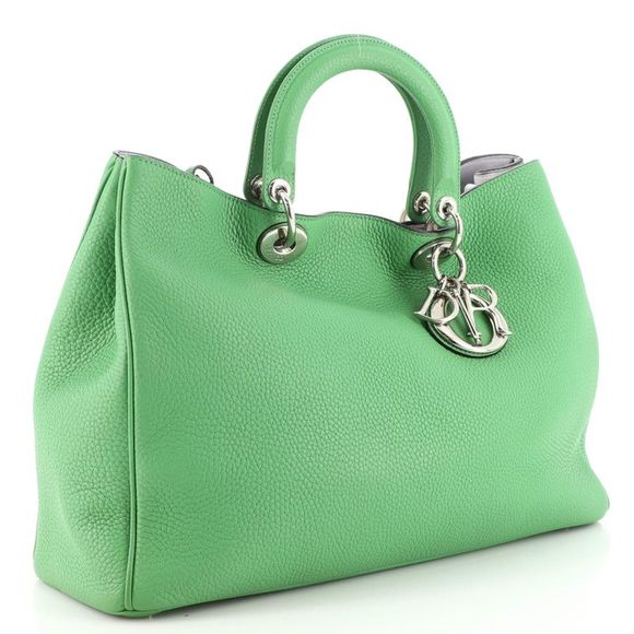 Christian Dior Diorissimo Tote Pebbled Leather Large Green - Picture 3 of 10